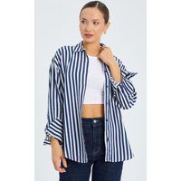 Gestreifte Oversized-Hemdbluse