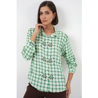 Besticktes Hemd mit Gingham-Muster