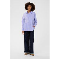 Oversize-Ginghamhemd mit Blumenapplikation