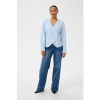 Asymmetrische Wickelbluse mit Knöpfen