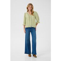 V-Ausschnitt-Bluse mit Spitzeneinsätzen