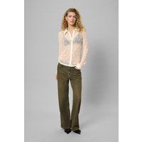 Transparente strukturierte Spitzenbluse