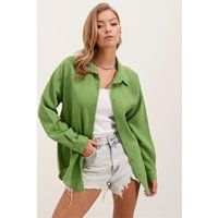 Overshirt aus Leinenmischung mit Knöpfen