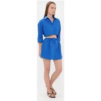 Übergroßes Crop-Shirt mit weiten Ärmeln