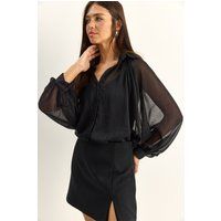 Lockere Chiffon-Bluse mit Ballonärmeln
