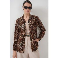 Viskosehemd mit Leopardenmuster