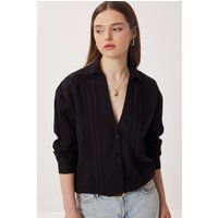 Strukturierte Oversize-Bluse zum Knöpfen