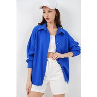 Oversized Hemdbluse aus Baumwollmischung