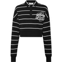 Gestreiftes kurzes Langarm-Poloshirt