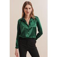 Elegante Satinbluse mit Knopfleiste