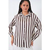 Elegantes gestreiftes Satin-Hemd mit Knöpfen