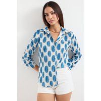 Satinhemd mit Ikat-Muster