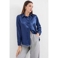 Elegantes Satin-Langarmhemd