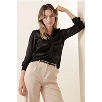 Elegante Satinbluse mit Raffung