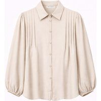 Plissierte Bluse mit Ballonärmeln