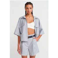 Kurzes Overshirt aus Krepp