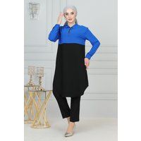 Lange Tunika mit Color-Blocking-Design