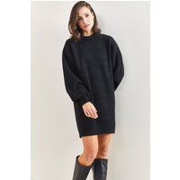 Strukturiertes Rippstrick-Mini-Kleid