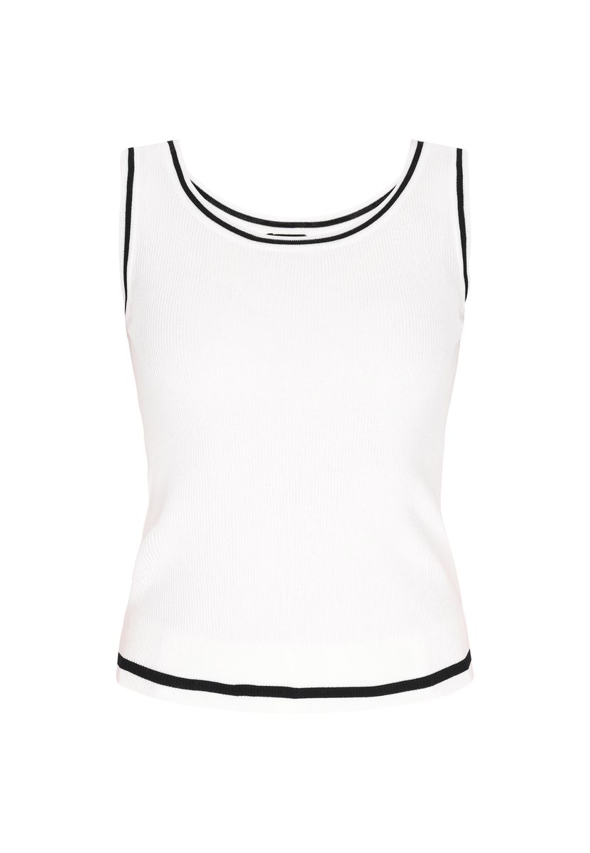 Rippstrick-Tanktop mit Kontrastpaspelierung