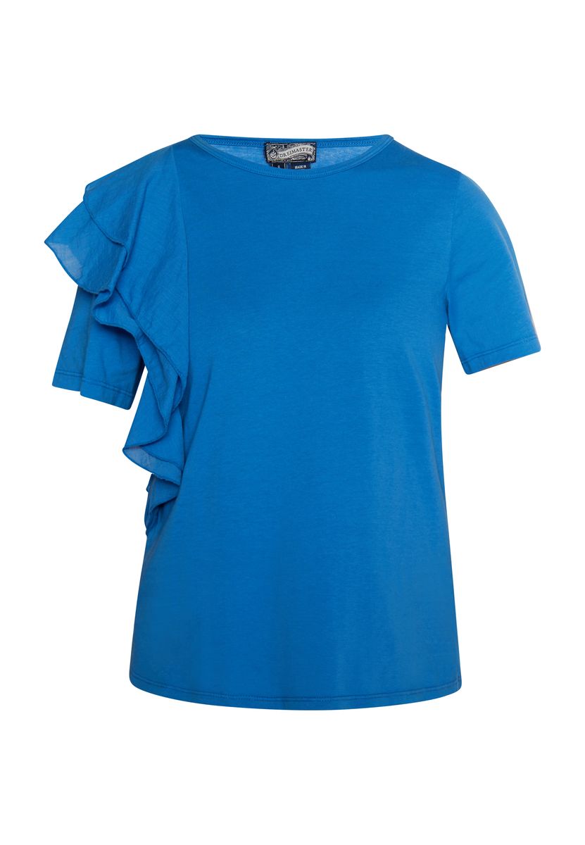 Baumwoll-Shirt mit asymmetrischem Volant