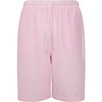 Gestreifte Seersucker-Shorts in Midilänge