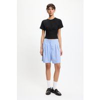 Taillierte Leinen-Shorts mit hoher Taille