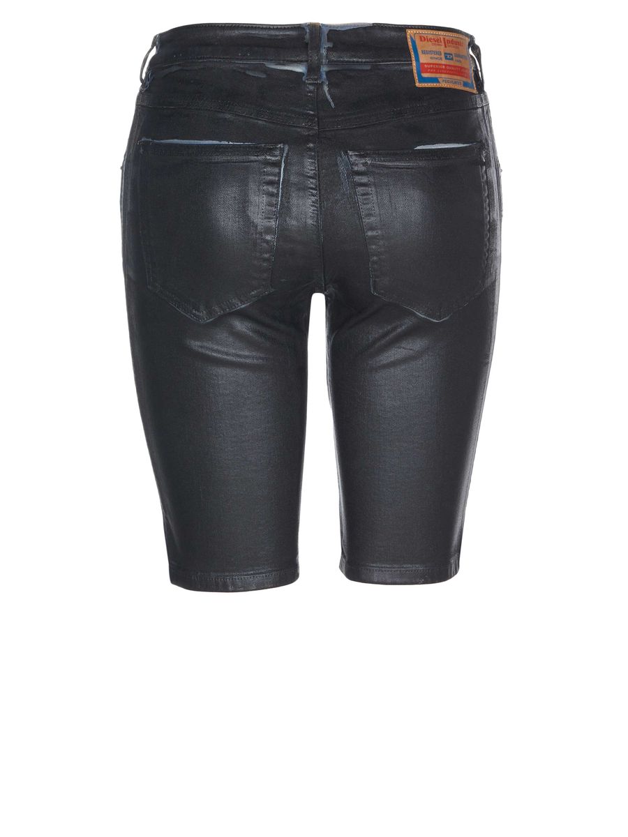 Beschichtete High-Waist Denim Bermudas