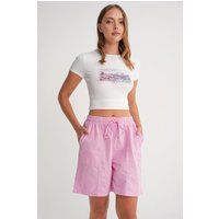 Baumwoll-Shorts mit hohem Bund
