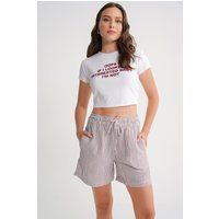 Gestreifte Seersucker High-Waist-Shorts