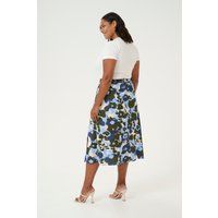 Fließender Midirock mit Blumenmuster