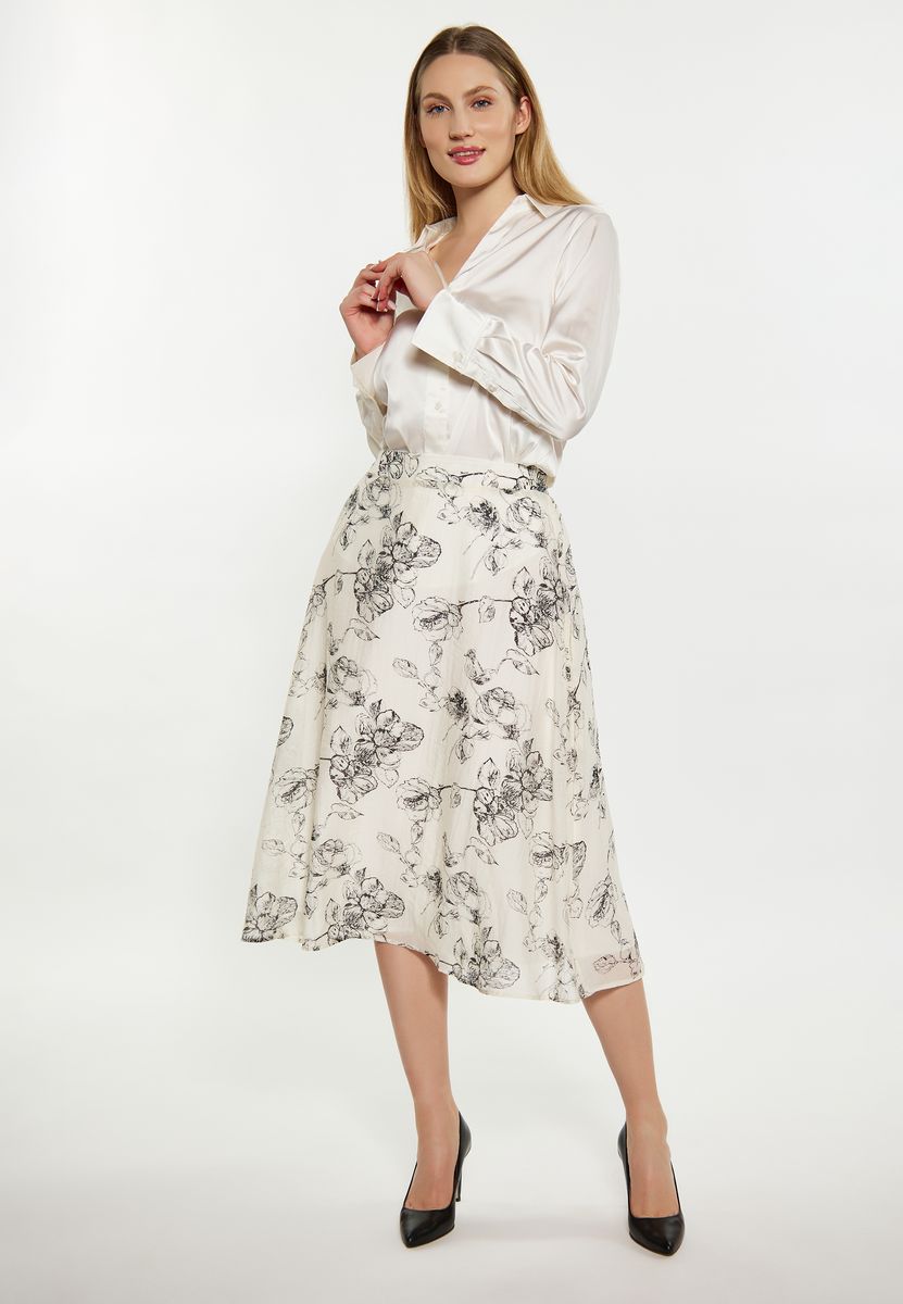 A-Linien-Midirock mit Blumenmuster