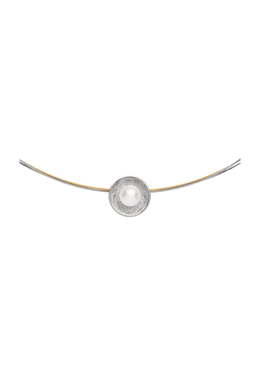 Bicolor Silber-Collier mit Perle