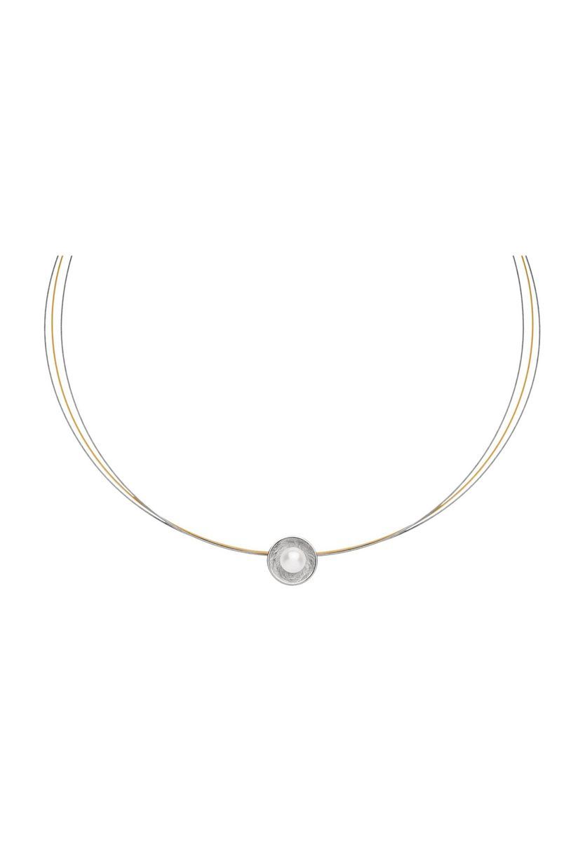Bicolor Silber-Collier mit Perle