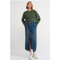 Hochtaillierter Denim-Maxirock in A-Linie
