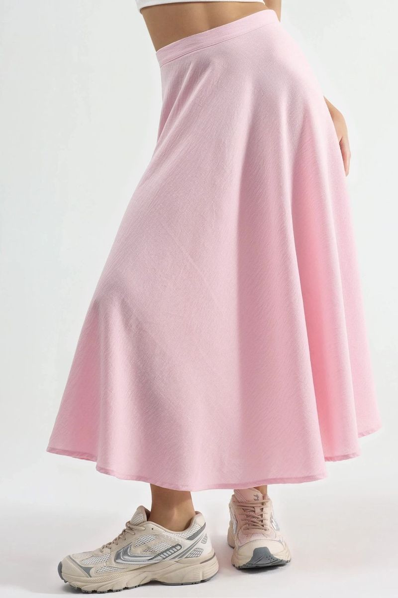 Strukturierter High-Waist A-Linien Maxirock