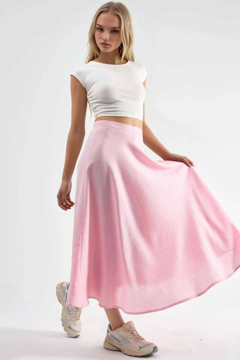 Strukturierter High-Waist A-Linien Maxirock