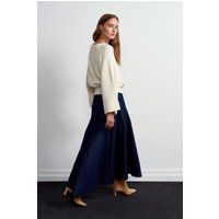 Hochtaillierter Maxi-Jeansrock in A-Linie