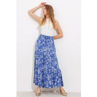 Luftiger Stufen-Maxirock mit Blumenmuster