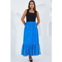 High Waist Maxirock mit Blumenmuster