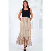 High-Waist Maxirock mit Blumenmuster