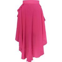 Asymmetrischer High-Rise Midirock mit Rüschen