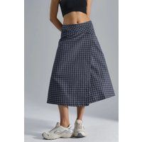 Karierter Midi-Rock mit hoher Taille