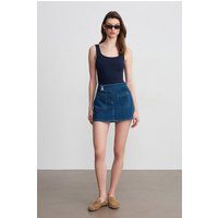 Hochtaillierter gerader Denim-Minirock