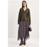 Asymmetrischer karierter Plissee-Midirock