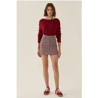 Klassischer karierter High-Waist Minirock