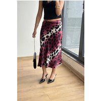 Satin-Midirock mit Leopardenmuster