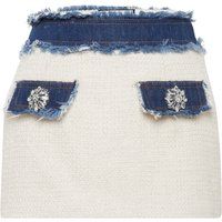 Tweed-Minirock mit Denim-Details