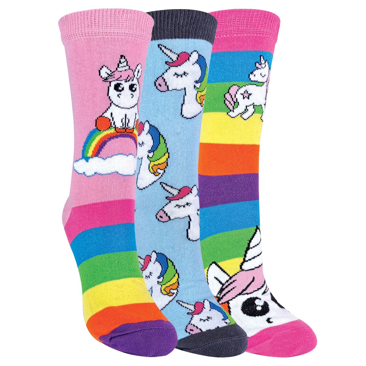 Regenbogen-Einhorn Motiv-Socken im Set