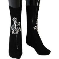 Kniehohe Socken mit floralen Kristallverzierungen