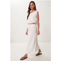 Strukturiertes Baumwoll-Set aus Bluse und Hose